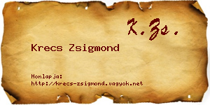 Krecs Zsigmond névjegykártya
